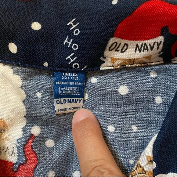 NWT Old Navy Brown Face Santa Claus Christmas Unisex Button Pajamas Shirt  XXL - Picture 10 of 16